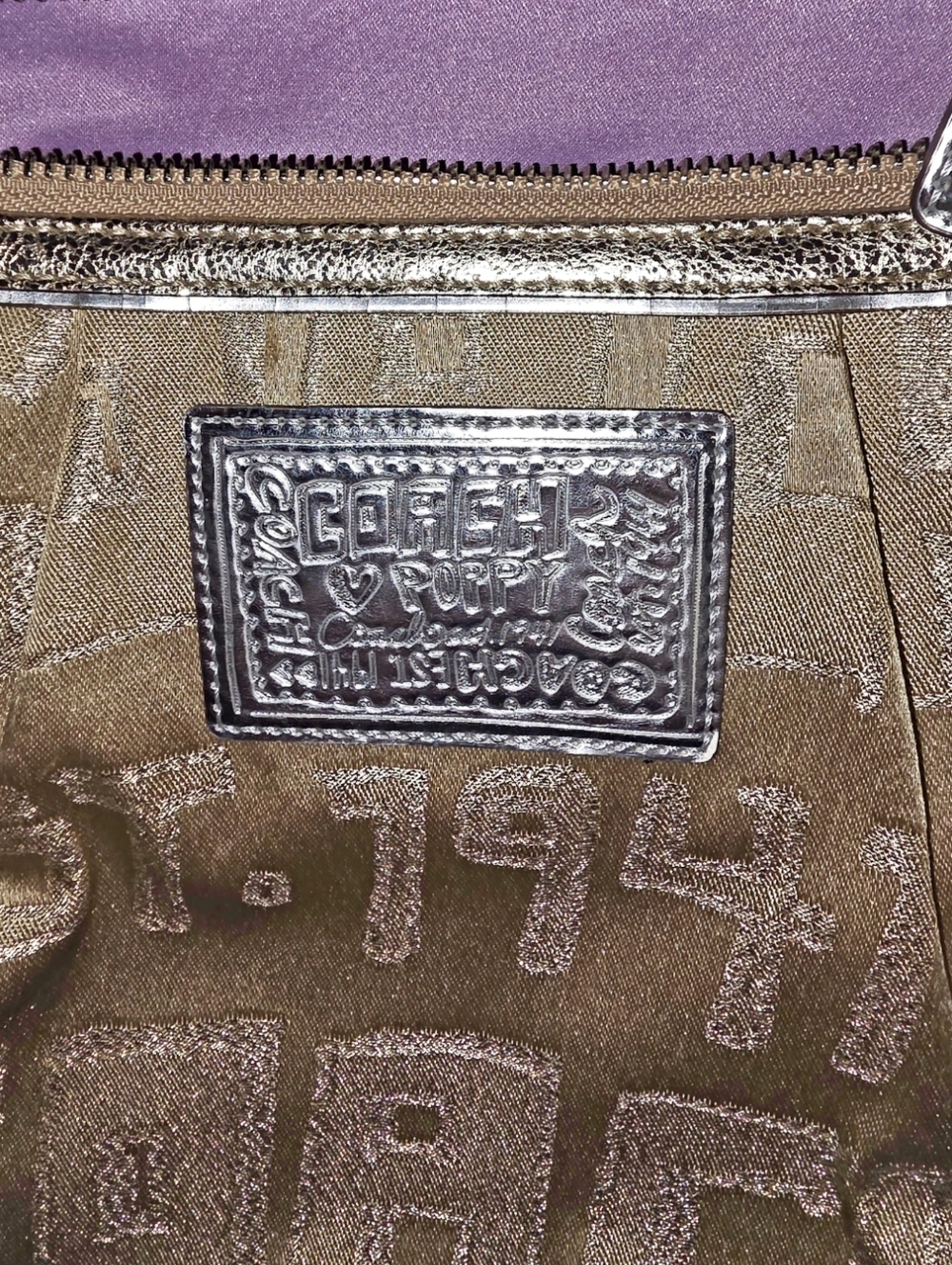 Coach POPPY Story Patch Glam Gold Tote - Picture 15 of 15